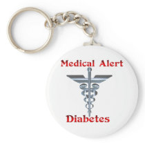 Diabetes Medical Alert Silver Rod & Snakes Key Chain