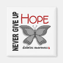 Diabetes Never Give Up Hope Butterfly 4.1 Magnets