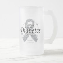 Diabetes Ribbon of Butterflies Mugs