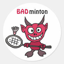 Diable DE X/Y jouant la bande dessinée de badminto Adhésifs Ronds