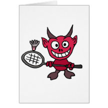 Diable DE X/Y jouant la bande dessinée de badminto Carte De Vœux