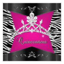 Diadème argenté noir rose de 15ème zèbre de Quince Cartons D'invitation Personnalisés
