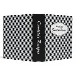 Diagonal black and white gingham kitchen binder