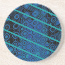 Diagonal Blues Abstract Pattern Drink Coaster