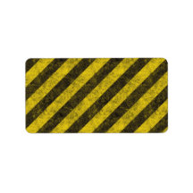 Diagonal Construction Hazard Stripes Custom Address Label