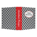 Diagonal gingham black and white recipes binder