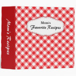 Diagonal gingham red and white recipes binder
