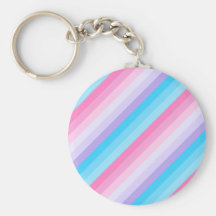 Diagonal Pastel Ombre Stripes Key Chain