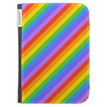 Diagonal Rainbow Stripes Pattern. Kindle Folio Case