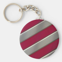 Diagonal red and silver bars key chains