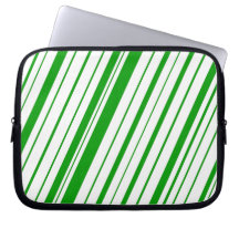 Diagonal Stripe ~ Green Laptop Computer Sleeve