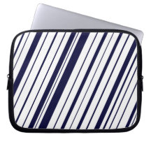 Diagonal Stripe ~ Midnight Blue Laptop Sleeves
