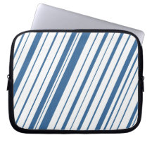 Diagonal Stripe ~ Steel Blue Laptop Computer Sleeves