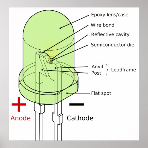 Diagram of a 5mm Round Light-Emitting Diode LED Print
