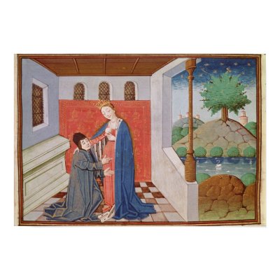 Dialogue between Boethius and Philosophy Print by bridgemanart