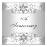 Diamant blanc argenté de 25ème anniversaire élégan invitations