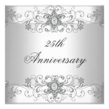 Diamant blanc argenté de 25ème anniversaire élégan invitations