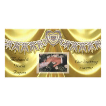 Diamant Fleurette et or de satin Carte Avec Photo
