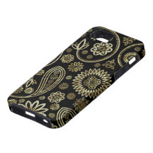 Diamants noirs et or Paisley floral vintage Coques iPhone 5