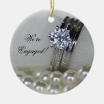Diamond and Pearls Engagement Round Ornament