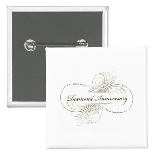 Diamond anniversary pinback button