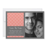 Diamond Background Save The Dates (Coral / Gray) Announcement
