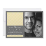 Diamond Background Save The Dates (Yellow / Gray) Personalized Invitations