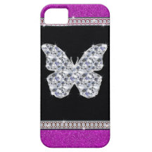 Diamond Butterfly Hot Pink Glitter iPhone 5 Cover
