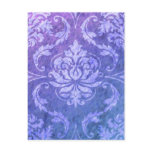 Diamond Damask, COLORFUL RAIN in Purple & Blue Post Card