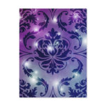 Diamond Damask, FAIRY LIGHTS in Plum & Blue Post Card