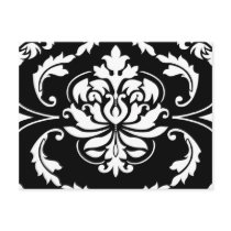 Diamond Damask in White on Black Postcards