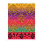 Diamond Damask, NEON RAINBOW in Goldenrod & Purple Postcard