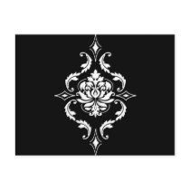 Diamond Damask, White on Black Postcards