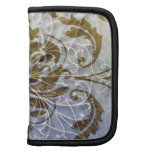 Diamond Damask, WINTER MORNING in Gold & Blue Organizers
