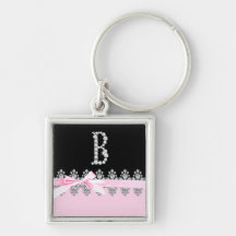 Diamond Delilah Initial:B Keychain
