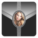 Diamond Elegant Black Photo Sticker Labels