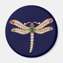 Diamond Emeralds and Gold Dragonfly Magnets