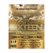 Diamond Glow Sweet Sixteen VIP Pass [Gold] Full Colour Flyer