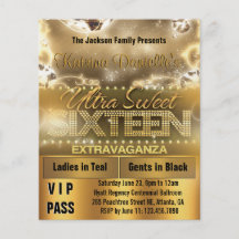 Diamond Glow Sweet Sixteen VIP Pass [Gold] Full Colour Flyer