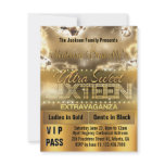 Diamond Glow Sweet Sixteen VIP Pass Invite [Gold]