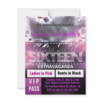 Diamond Glow Sweet Sixteen VIP Pass Invite [Pink]