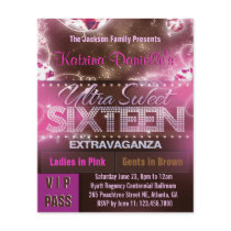 Diamond Glow Sweet Sixteen VIP Pass [Pink Brown] Personalized Flyer
