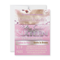 Diamond Glow Sweet Sixteen VIP Pass [Pink Champ] Custom Announcement