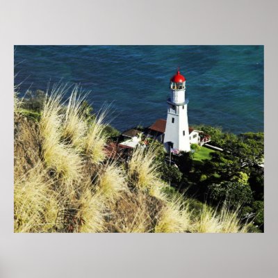 Diamond Head top view of Light House 3 Posters by StephenBoyle