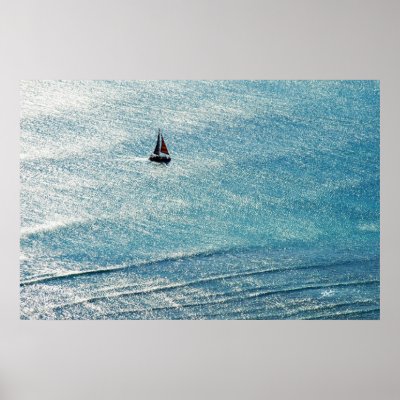 Diamond Head Top view of sail boat Print by StephenBoyle