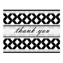 Diamond Lines Thank You Damask Black and White postcards