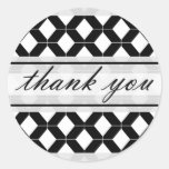 Diamond Lines Thank You Damask Black and White Sticker
