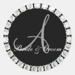 Diamond monogram A customizable seal Round Sticker