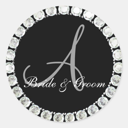 Diamond monogram A customizable seal Round Sticker