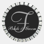 Diamond monogram F customizable seal Round Sticker